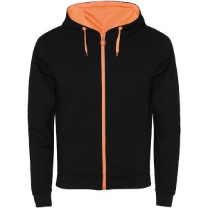 Roly Fuji uniszex cipz�ros pul�ver, Black, Fluor Orange