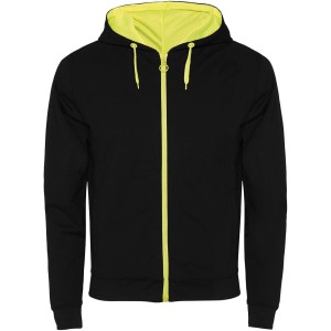 Roly Fuji uniszex cipz�ros pul�ver, Black, Fluor Yellow
